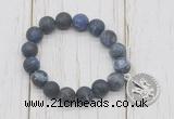 CGB6910 10mm, 12mm matte sodalite beaded bracelet with alloy pendant