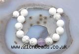 CGB6930 12mm round white howlite & lavender amethyst adjustable bracelets