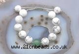 CGB6936 12mm round white howlite & green aventurine adjustable bracelets