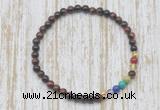 CGB7004 7 chakra 4mm red tiger eye beaded meditation yoga bracelets