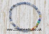 CGB7011 7 chakra 4mm blue spot stone beaded meditation yoga bracelets
