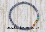 CGB7014 7 chakra 4mm dumortierite beaded meditation yoga bracelets