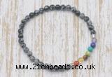 CGB7060 7 chakra 4mm snowflake obsidian beaded meditation yoga bracelets