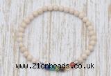 CGB7065 7 chakra 4mm white fossil jasper beaded meditation yoga bracelets