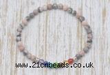 CGB7069 7 chakra 4mm pink zebra jasper beaded meditation yoga bracelets