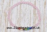 CGB7087 7 chakra 4mm rose quartz beaded meditation yoga bracelets