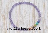 CGB7091 7 chakra 4mm light amethyst beaded meditation yoga bracelets