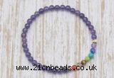 CGB7092 7 chakra 4mm amethyst beaded meditation yoga bracelets