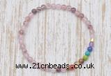 CGB7095 7 chakra 4mm strawberry quartz beaded meditation yoga bracelets