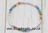 CGB7117 7 chakra 4mm white howlite beaded meditation yoga bracelets