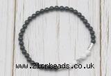 CGB7125 4mm black onyx & white howlite beaded meditation yoga bracelets