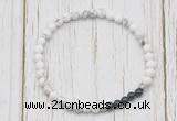 CGB7128 4mm white howlite & black onyx beaded meditation yoga bracelets