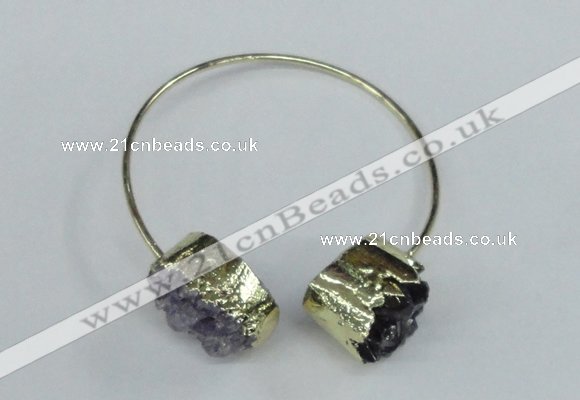 CGB721 15*20mm oval druzy amethyst gemstone bangles wholesale