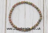 CGB7219 4mm tiny unakite beaded meditation yoga bracelets