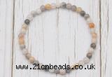 CGB7227 4mm tiny bamboo leaf agate beaded meditation yoga bracelets