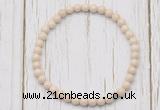 CGB7265 4mm tiny white fossil jasper beaded meditation yoga bracelets