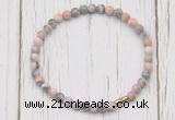 CGB7269 4mm tiny pink zebra jasper beaded meditation yoga bracelets