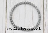 CGB7272 4mm tiny grey picture jasper beaded meditation yoga bracelets