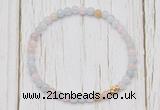 CGB7294 4mm tiny morganite beaded meditation yoga bracelets