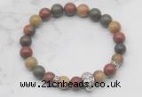 CGB7354 8mm picasso jasper bracelet with skull for men or women