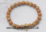 CGB7359 8mm wooden jasper bracelet with skull for men or women