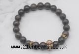 CGB7360 8mm coffee jasper bracelet with skull for men or women