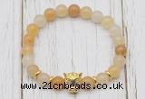 CGB7383 8mm yellow aventurine bracelet with leopard head for men or women