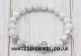 CGB7390 8mm white howlite bracelet with skull for men or women