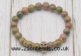 CGB7397 8mm unakite bracelet with skull for men or women