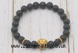 CGB7408 8mm black lava bracelet with lion head for men or women