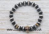 CGB7431 8mm Tibetan agate bracelet with skull for men or women