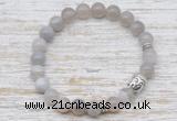 CGB7438 8mm grey banded agate bracelet with buddha for men or women
