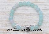 CGB7440 8mm sea blue banded agate bracelet with leopard head for men or women