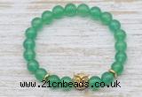 CGB7448 8mm green agate bracelet with owl head for men or women