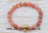 CGB7450 8mm fire agate bracelet with leopard head for men or women