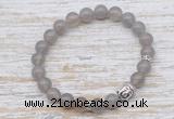 CGB7453 8mm round grey agate bracelet with buddha for men or women