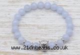 CGB7460 8mm blue lace agate bracelet with leopard head for men or women