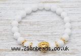 CGB7470 8mm white candy jade bracelet with lion head for men or women