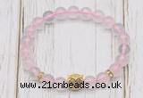 CGB7487 8mm rose quartz bracelet with owl head for men or women