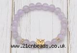 CGB7488 8mm lavender amethyst bracelet with owl head for men or women