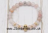 CGB7496 8mm pink quartz bracelet with skull for men or women