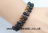 CGB7602 8mm black onyx & yellow tiger eye mala stretchy bracelets