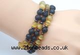 CGB7613 8mm black lava & golden tiger eye mala stretchy bracelets