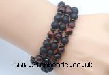 CGB7615 8mm black lava & red tiger eye mala stretchy bracelets