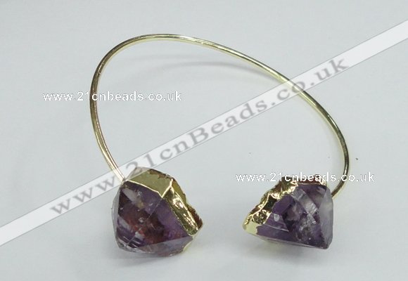 CGB768 13*18mm - 15*20mm faceted nuggets amethyst gemstone bangles