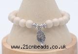 CGB7750 8mm white fossil jasper bead with luckly charm bracelets