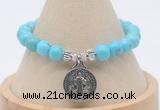 CGB7792 8mm blue howlite bead with luckly charm bracelets