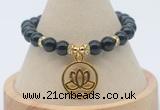 CGB7805 8mm black obsidian bead with luckly charm bracelets