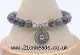 CGB7814 8mm grey opal bead with luckly charm bracelets wholesale