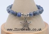 CGB7815 8mm blue spot stone bead with luckly charm bracelets
